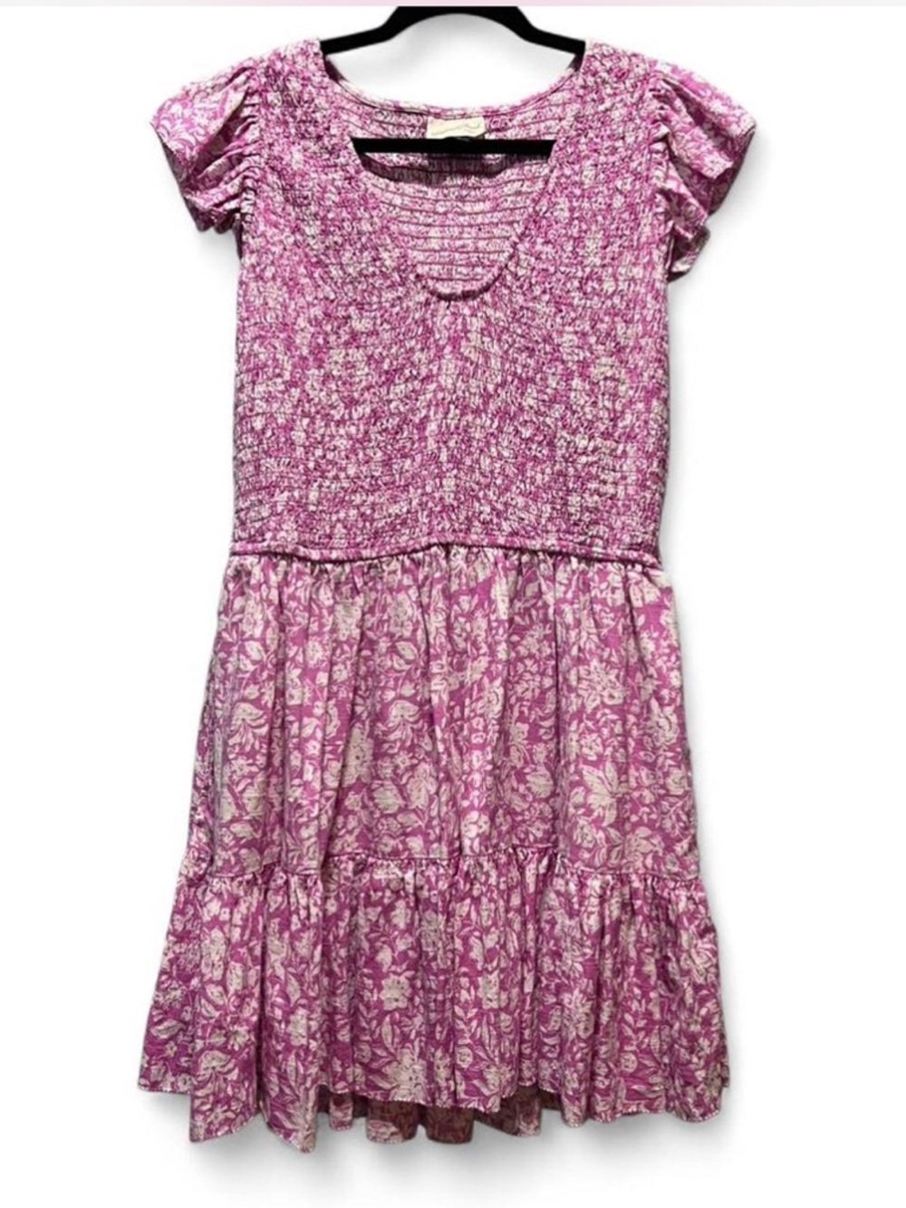 Universal Thread Pink Floral Smocked Flutter Sleeve Dress XL